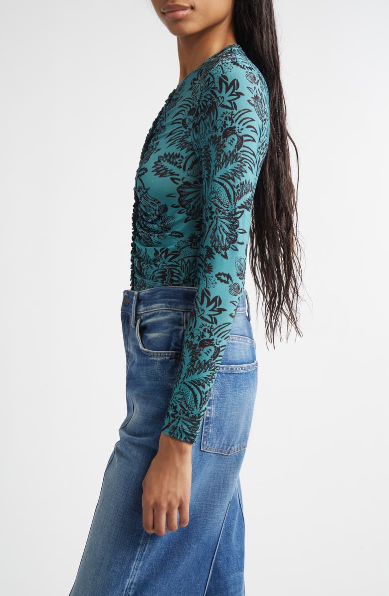 Ulla Johnson Asha Ruched Top, Alternate, color, Ocean Flora