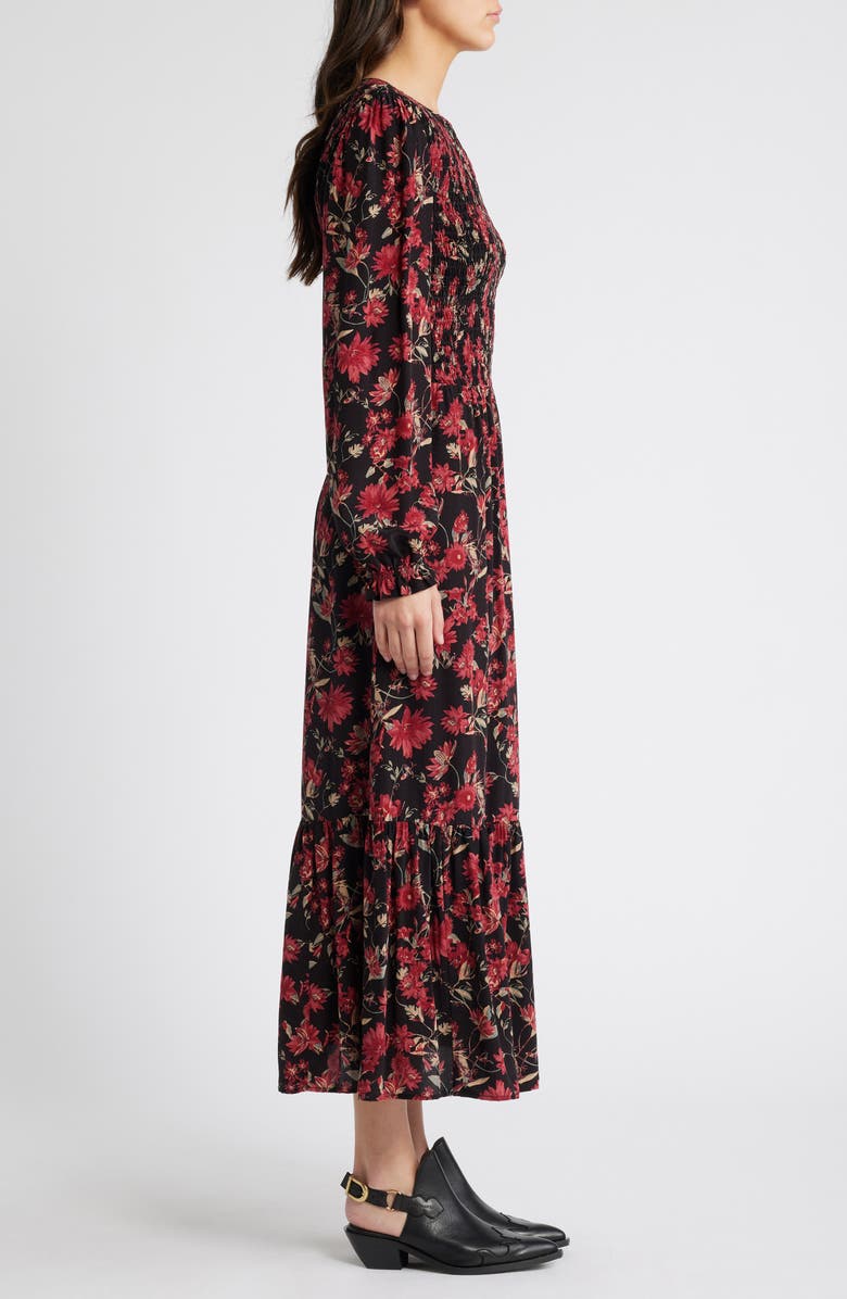 Treasure & Bond Floral Print Smocked Bodice Long Sleeve Dress, Alternate, color, 