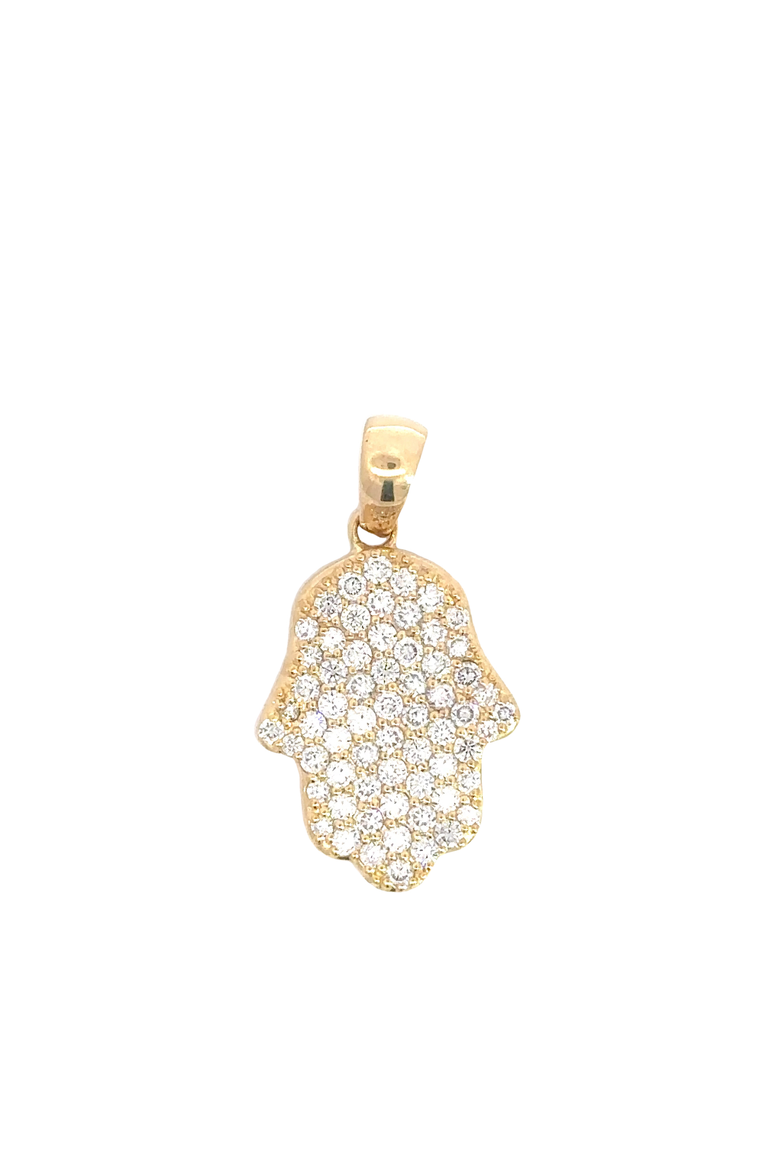 14K Yellow Gold Lab grown Diamond Hamsa Pendant, Main, color, Yellow