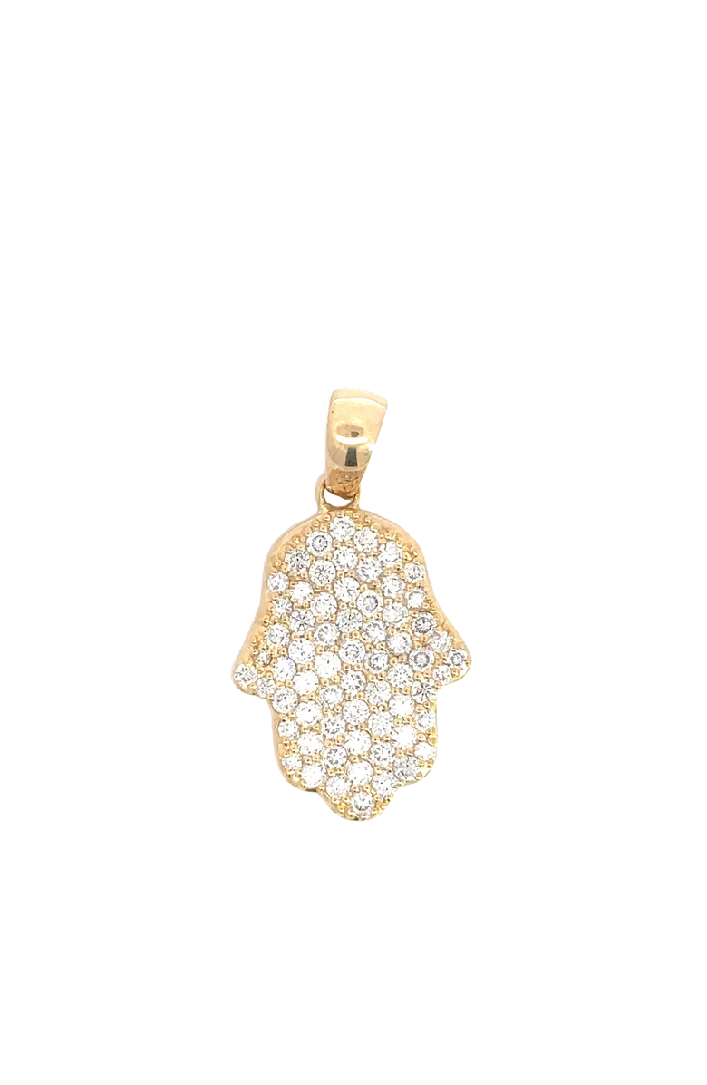 Ancona Jewelry 14K Yellow Gold Lab grown Diamond Hamsa Pendant, Main, color, Yellow