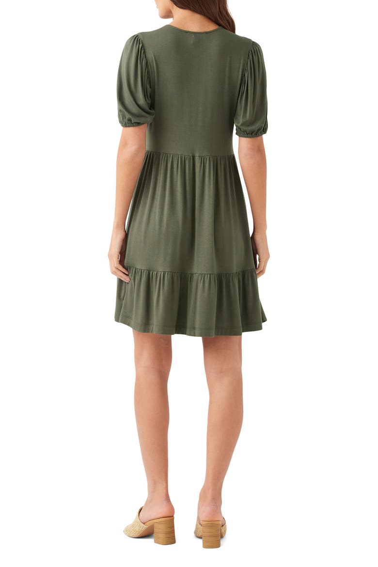 Tiered Puff Sleeve A-Line Dress, Alternate, color, OLIVE