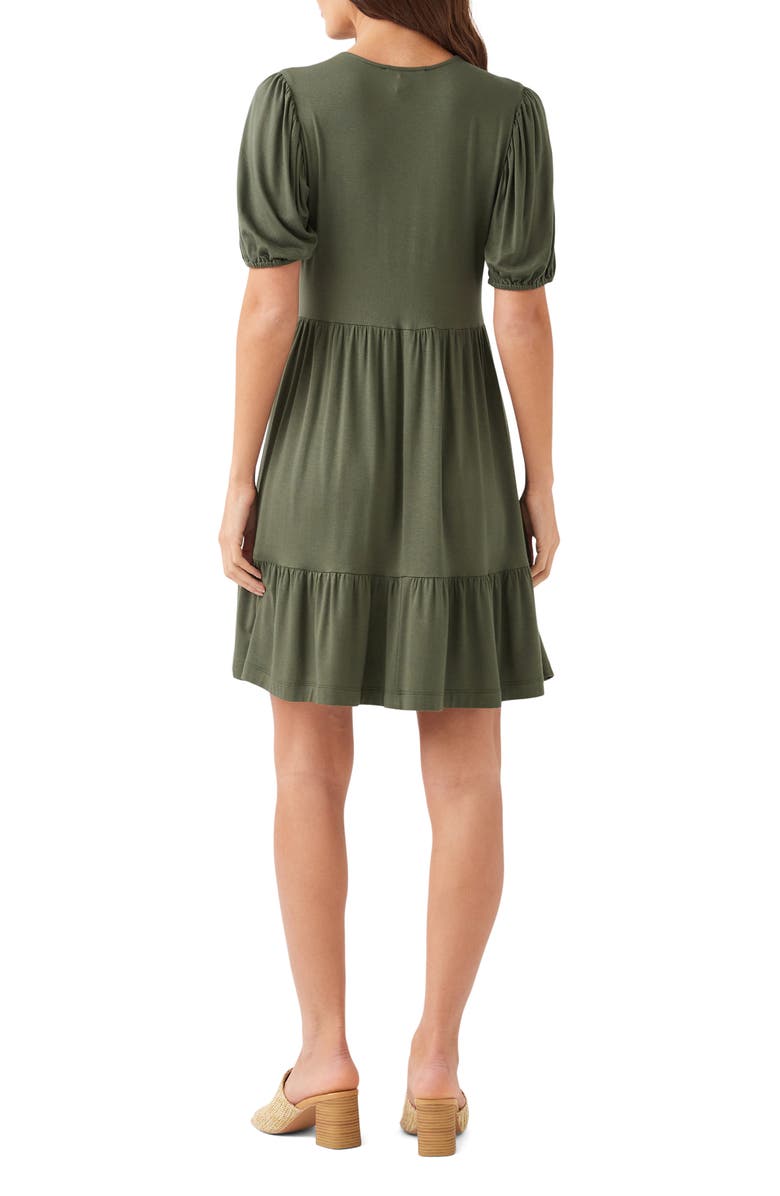 Karen Kane Tiered Puff Sleeve A-Line Dress, Alternate, color, Olive