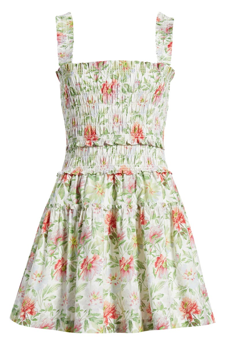 Hill House Home Azalea Smocked Bodice Cotton Mini Sundress, Alternate, color, Peony Chintz