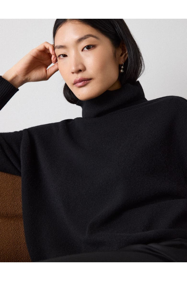 Cashmere Seam Roll Neck Knit Top, Alternate, color, Black