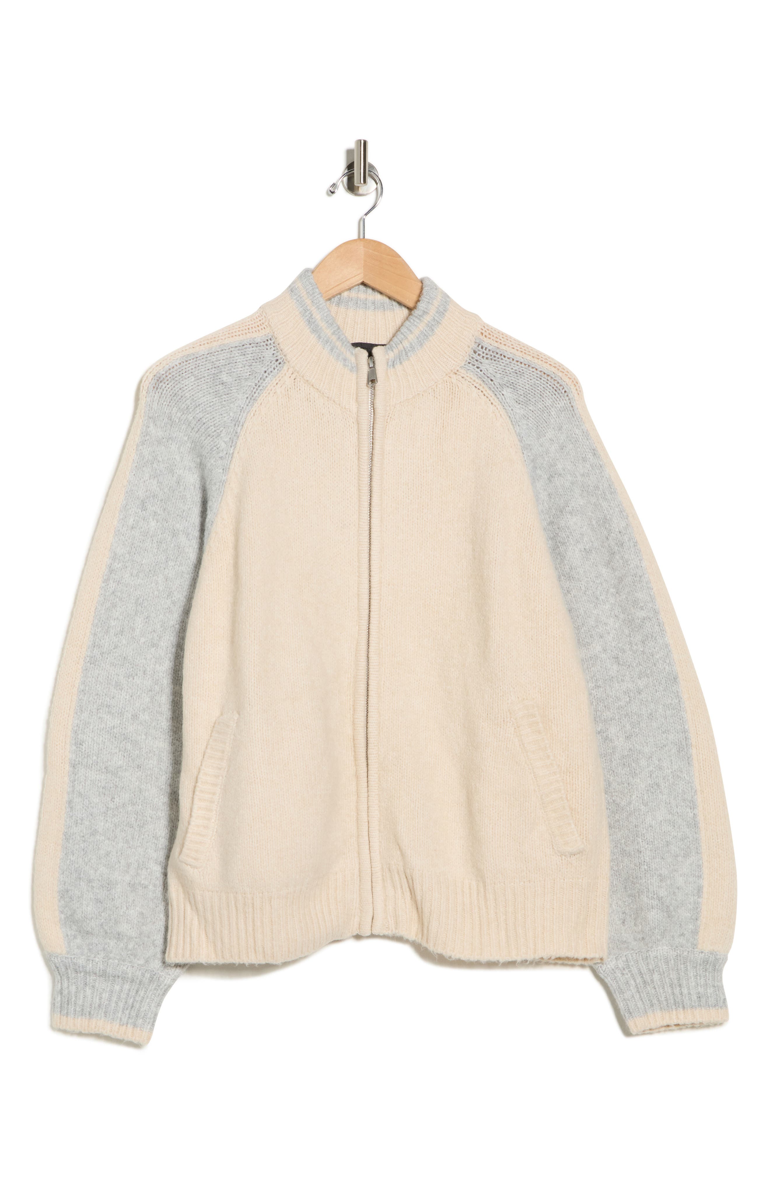Sanctuary Nolan Colorblock Zip Sweater Bomber Jacket