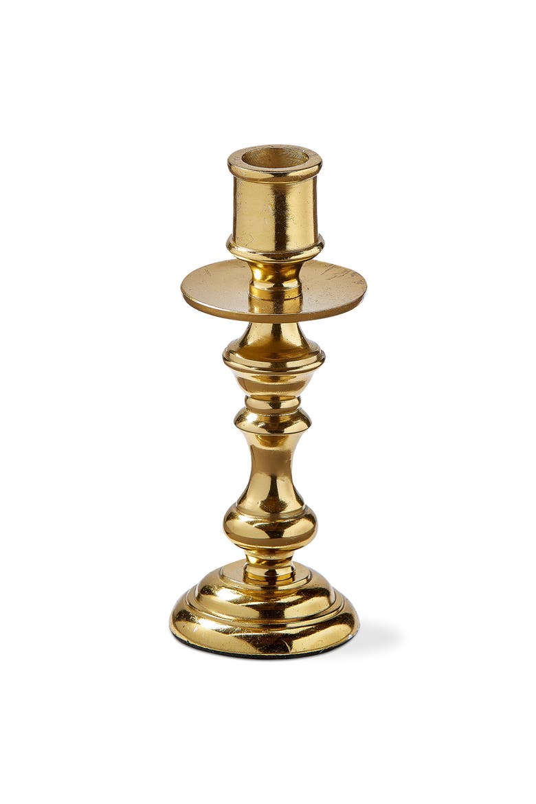 Gold Cast Aluminum Darion Taper Holder Small Candlestick, Main, color, Yellow