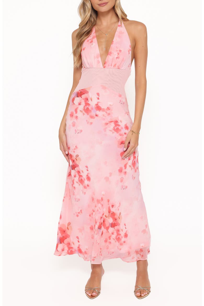 Gwyneth Halter Neck Maxi Dress, Main, color, PINK FLORAL
