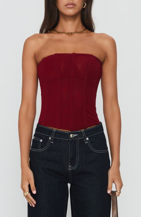 Oscuro Strapless Mesh Corset Top