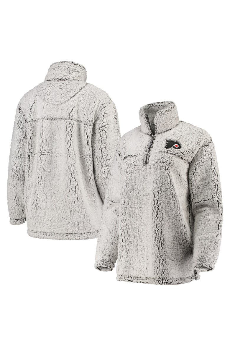Women's G-III 4Her by Carl Banks Gray Philadelphia Flyers Sherpa Quarter-Zip Pullover Jacket, Main, color, Gray