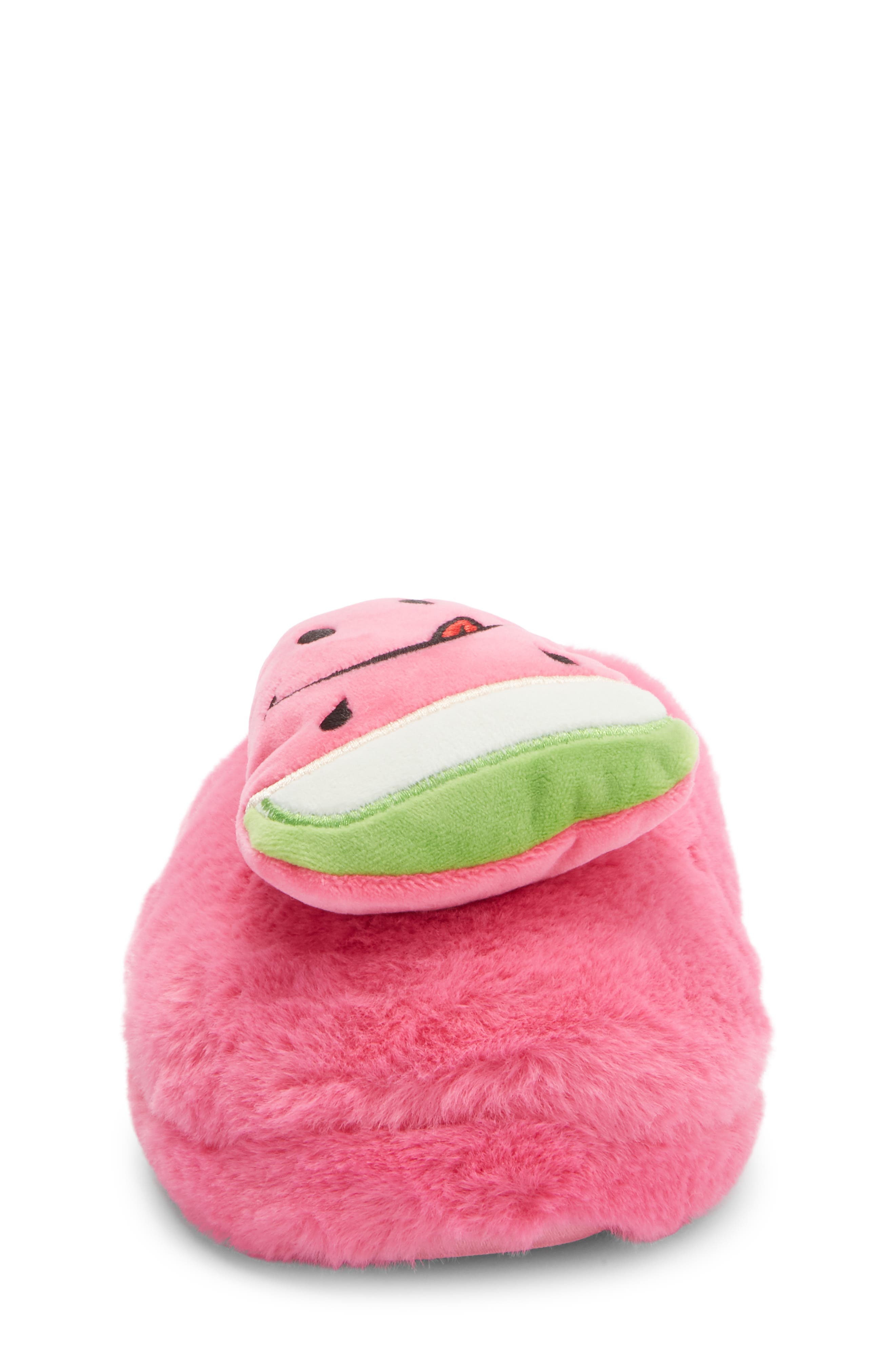 JOE BOXER Happy Watermelon Faux Fur Clog Slipper, Alternate, color, Watermelon