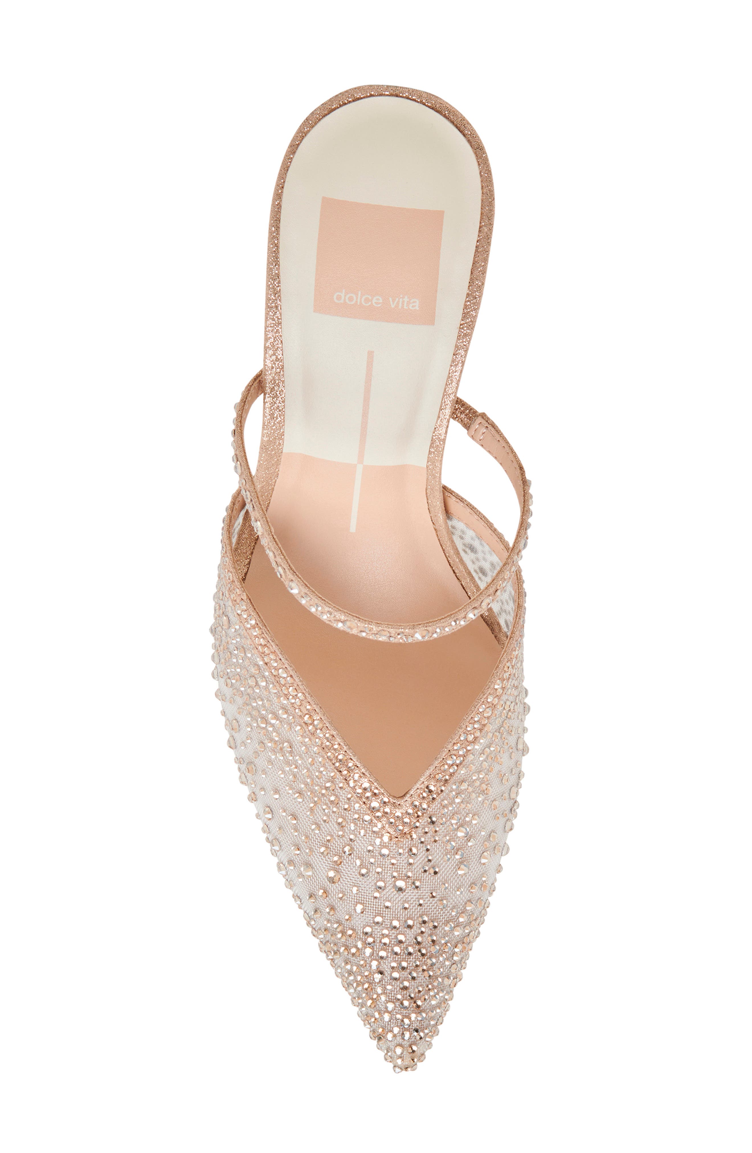 Kanika Crystal Pointed Toe Mule, Alternate, color, GOLD MESH