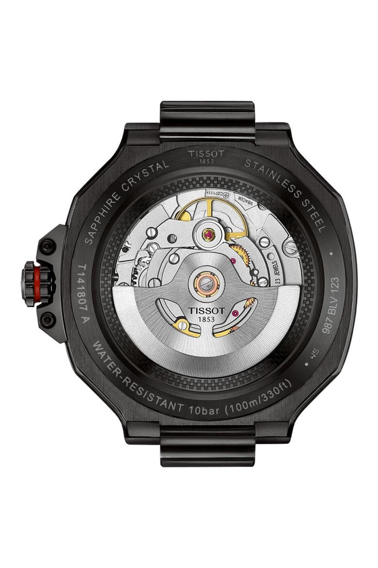 T-Race Powermatic 80 Automatic Rubber Strap Watch, 41mm, Alternate, color, BLACK