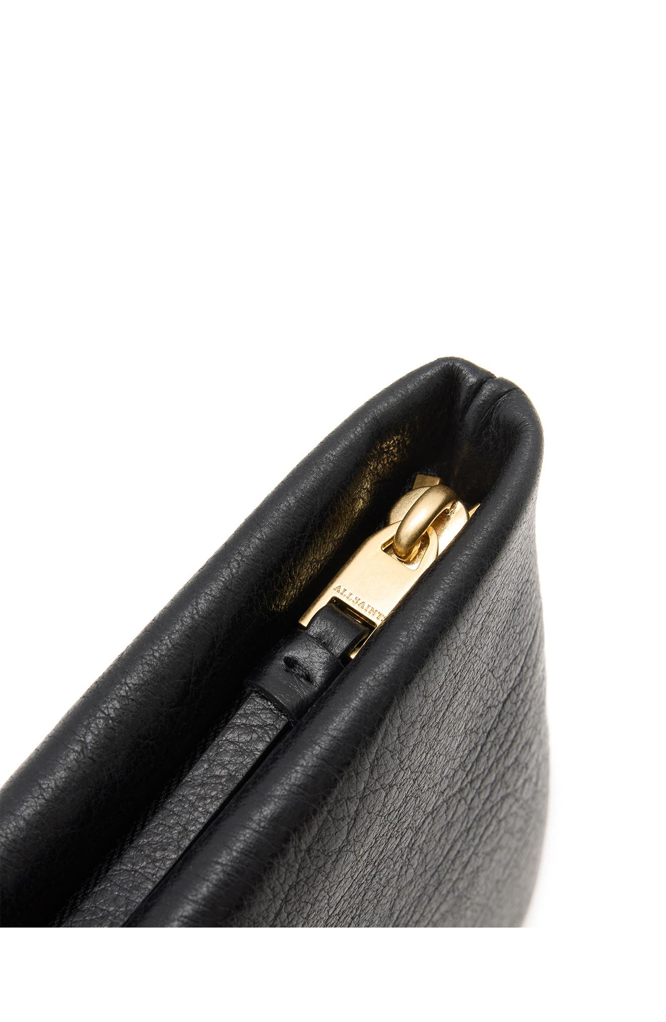 AllSaints Bettina Leather Clutch, Alternate, color, 