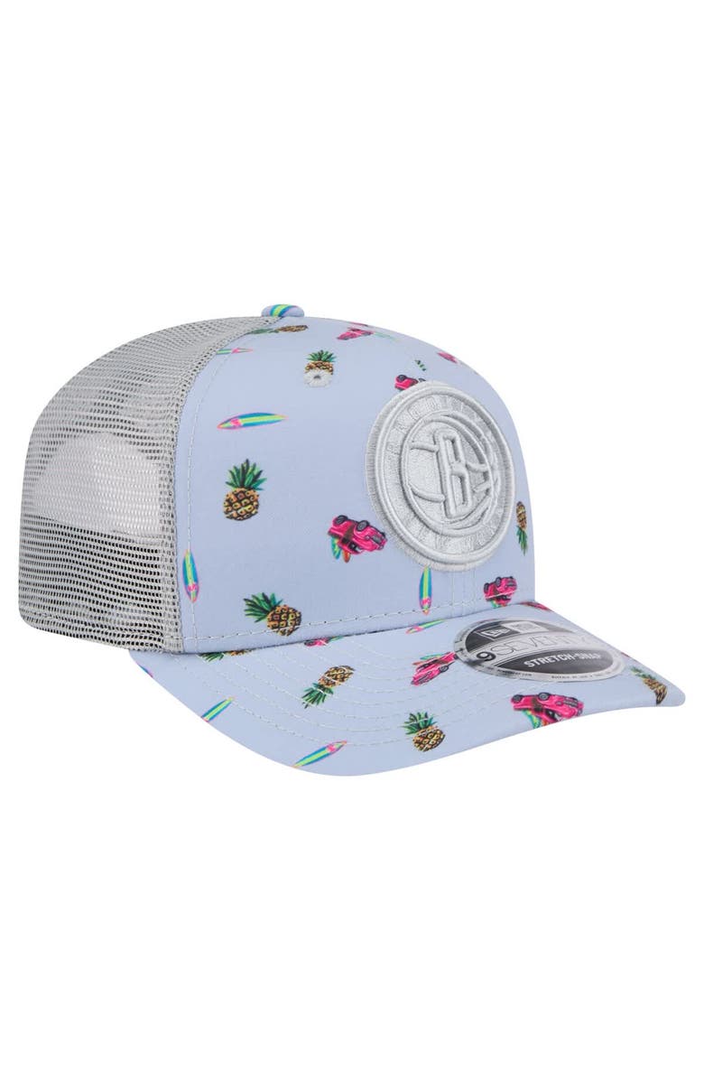 New Era Men's New Era Light Blue/Gray Brooklyn Nets Adventure Aloha Pattern 9SEVENTY Stretch-Snap Hat, Alternate, color, Light Blue