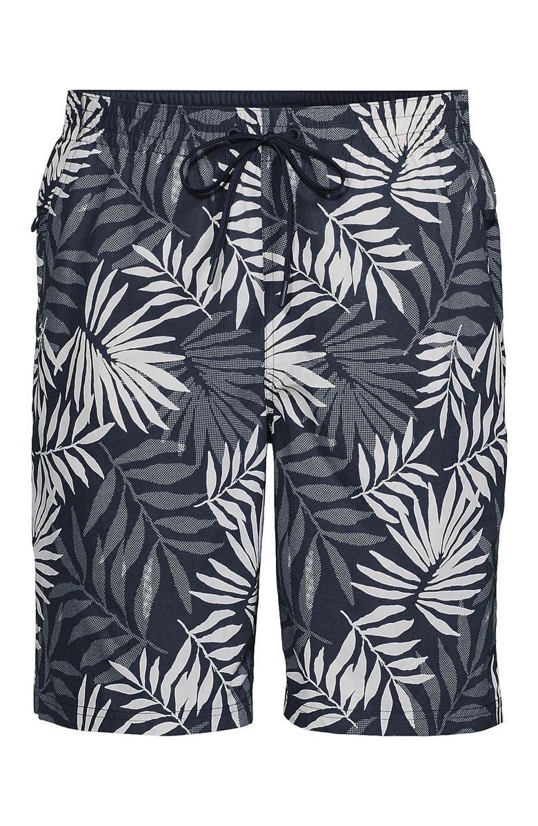 Lands' End 9" Volley Hydroliner Swim Trunks, Alternate, color, Slate Blue Stipple Palm