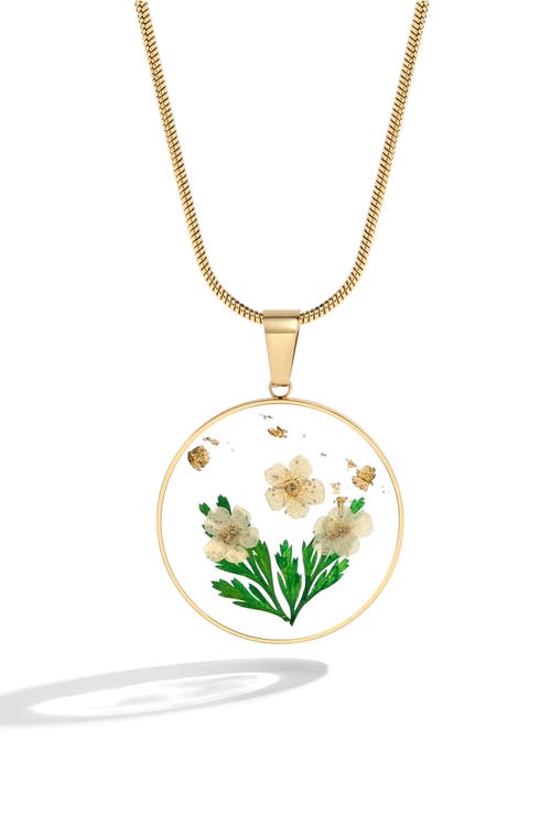 Mint & Lily Pressed Birth Flower Necklace In Gold