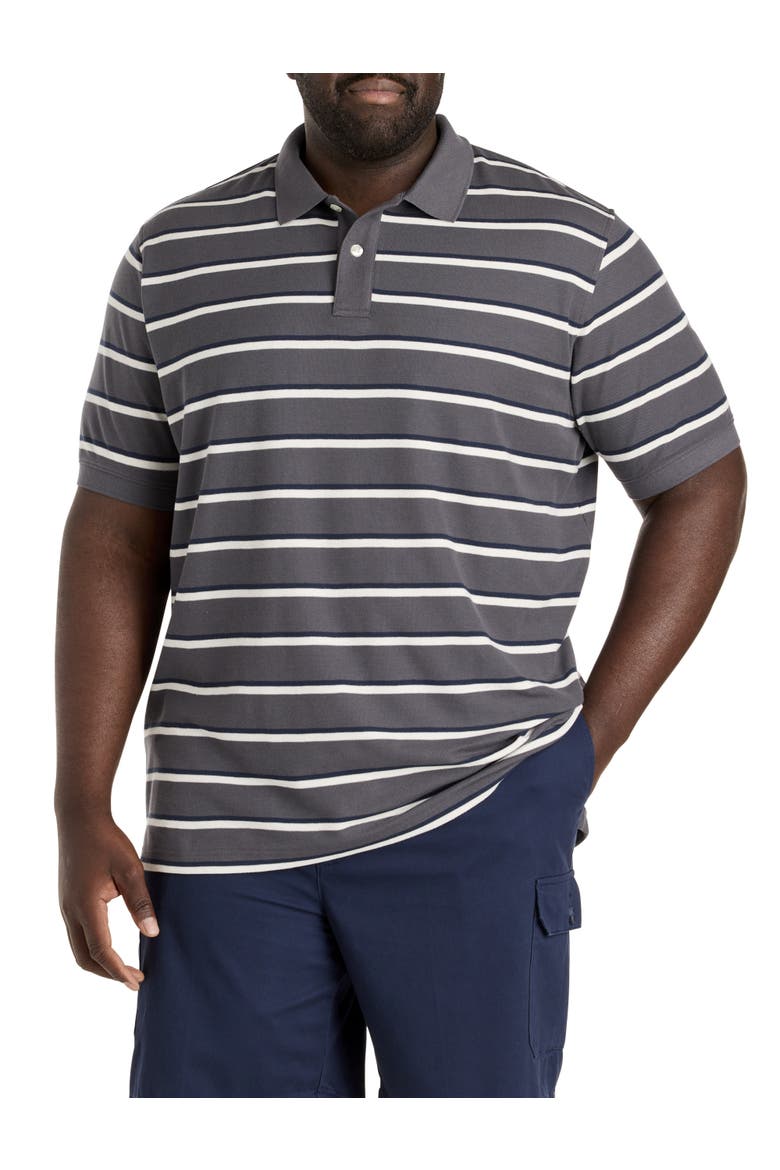Big & Tall Striped Polo Shirt, Main, color, GREY MULTI