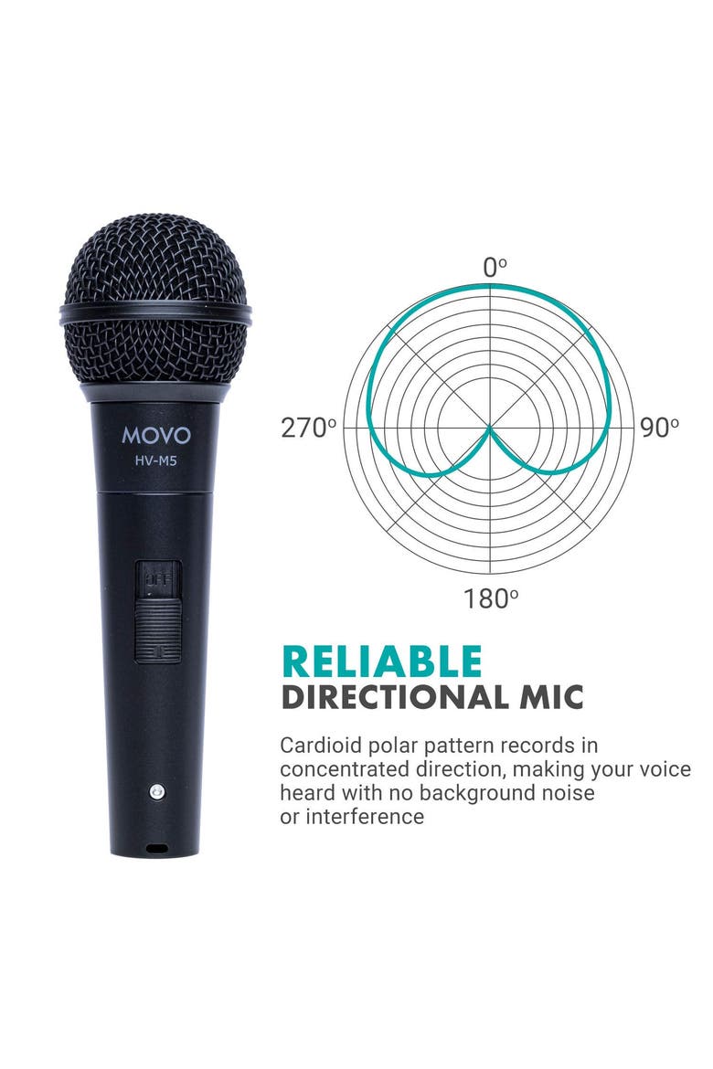 HV-M5 Dynamic XLR Cardioid Vocal Microphone with Internal Shockmount and Windscreen, Alternate, color, Black
