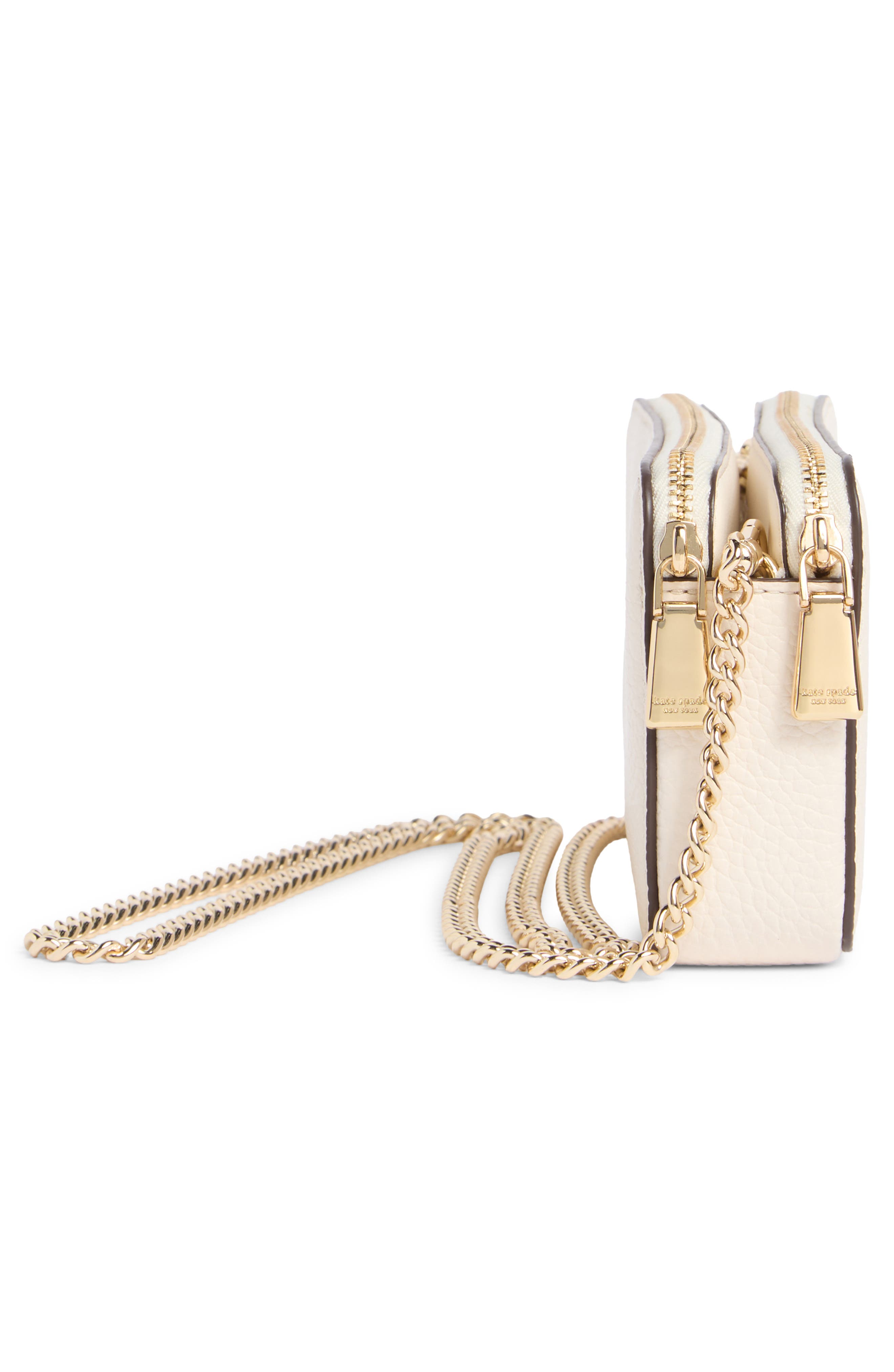 Kate Spade New York taylor pebbled leather double zip crossbody bag, Alternate, color, Parchment