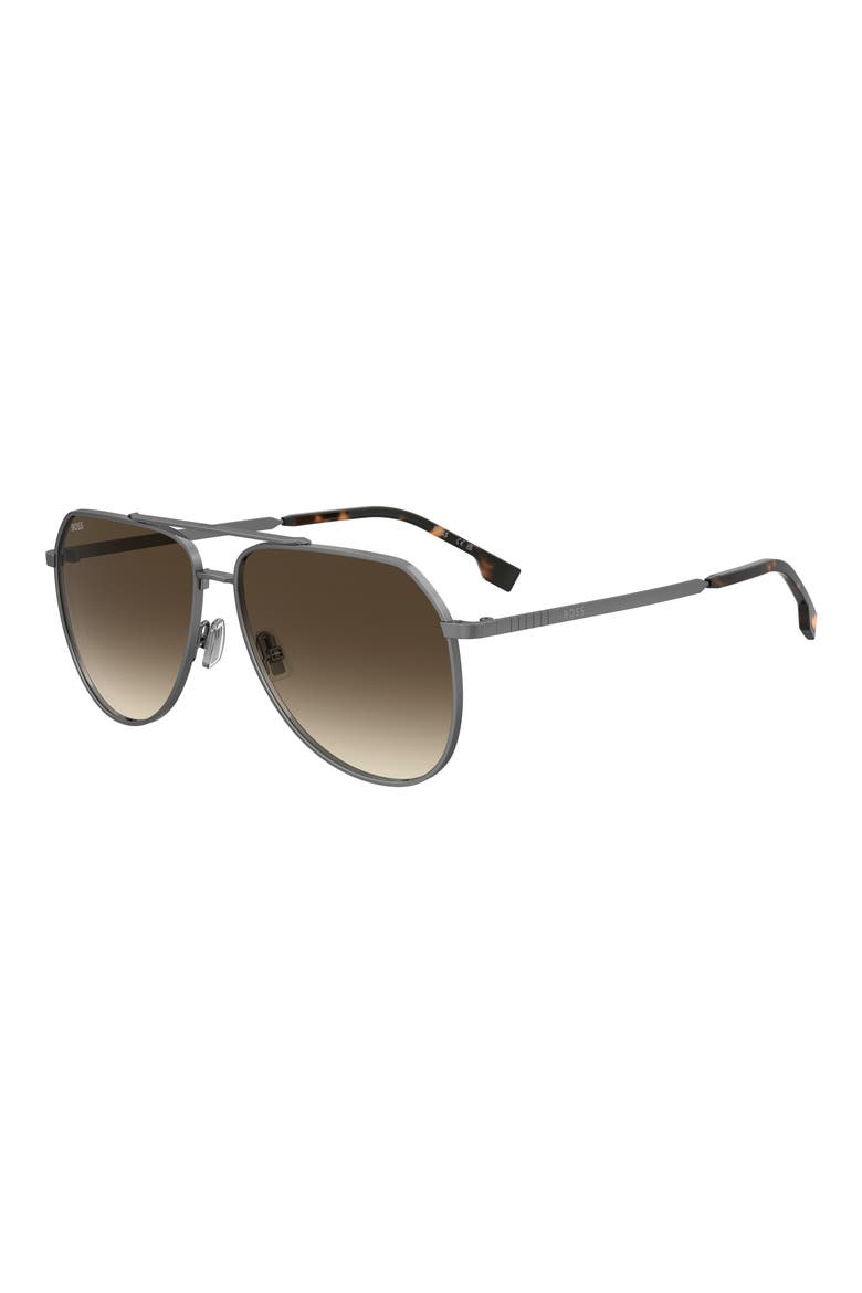 61mm Aviator Sunglasses, Alternate, color, DARK RUTHENIUM