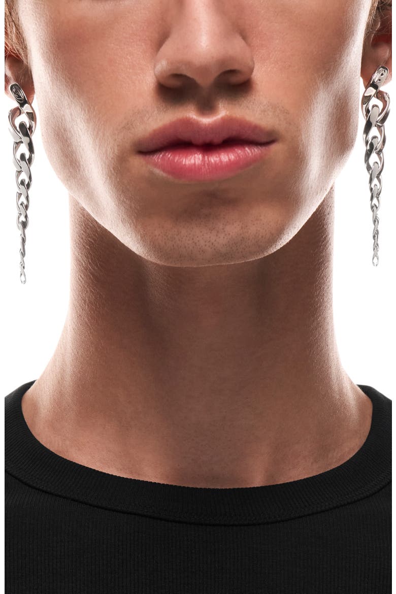 Curb Chain Drop Earrings, Alternate, color, SILVER