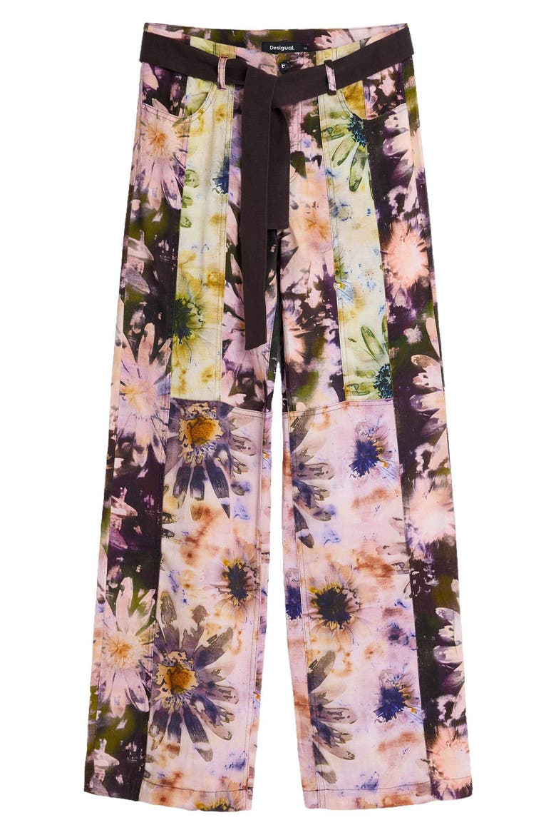 Floral High Waist Wide Leg Trousers, Alternate, color, MULTI