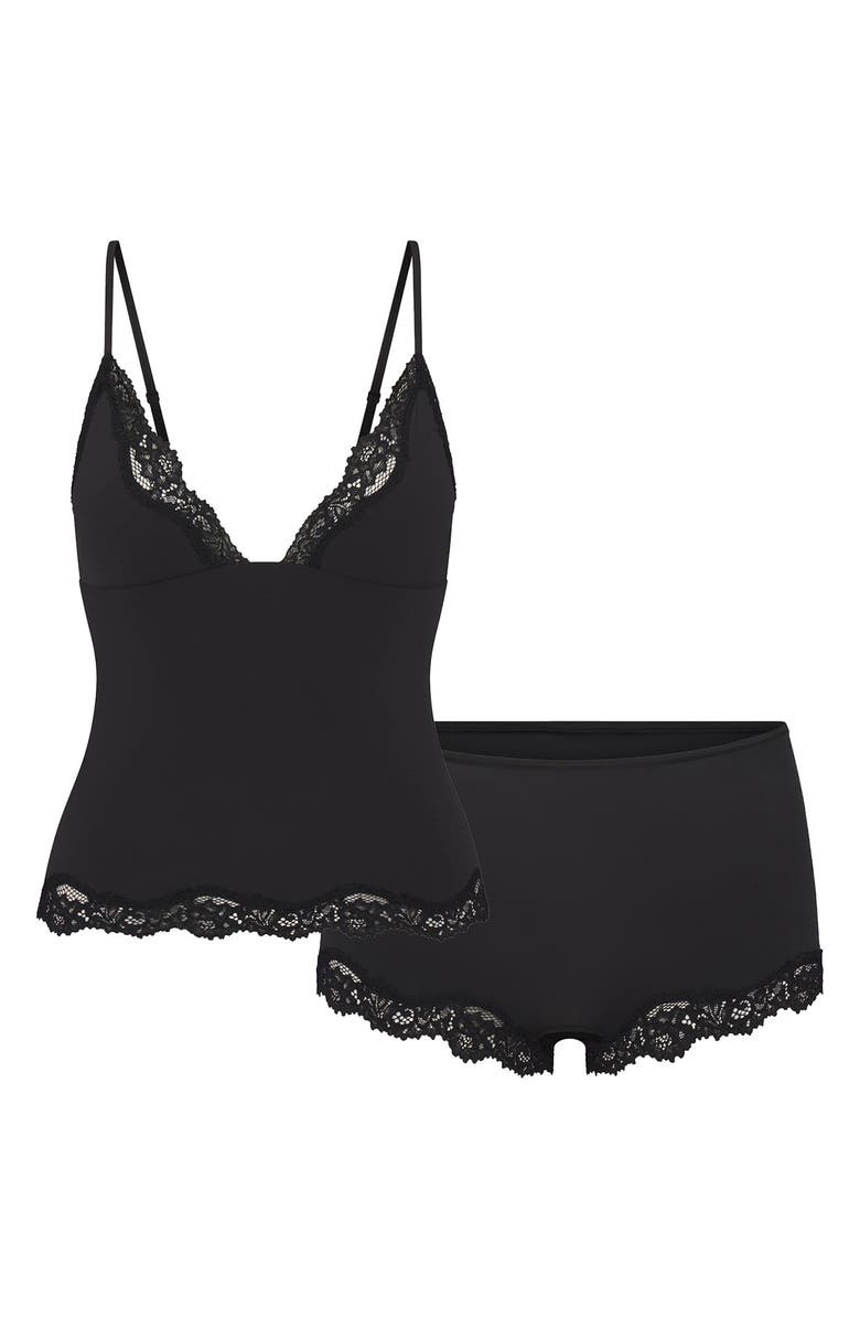 Fits Everybody Lace Trim Crop Camisole & Shorts Pajamas