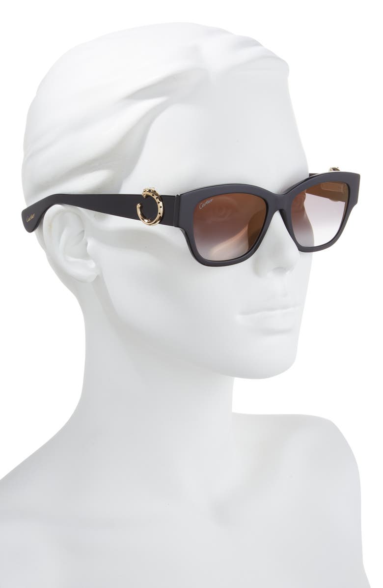 Cartier 55mm Square Sunglasses, Alternate, color, Black