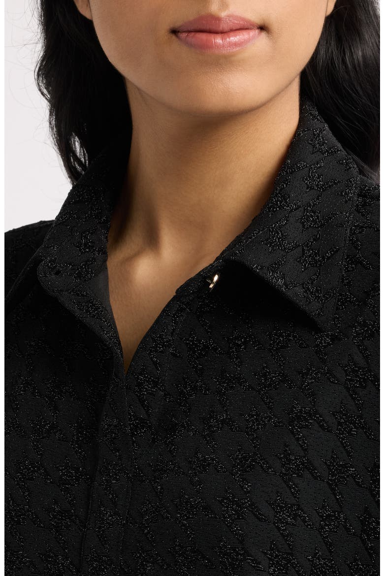 Metallic Houndstooth Puff Shoulder Top, Alternate, color, ANNE BLACK
