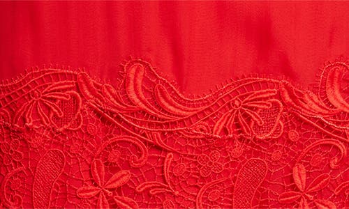 Ferragamo Lace Trim Cowl Neck Satin & Chiffon Shift Dress In Red
