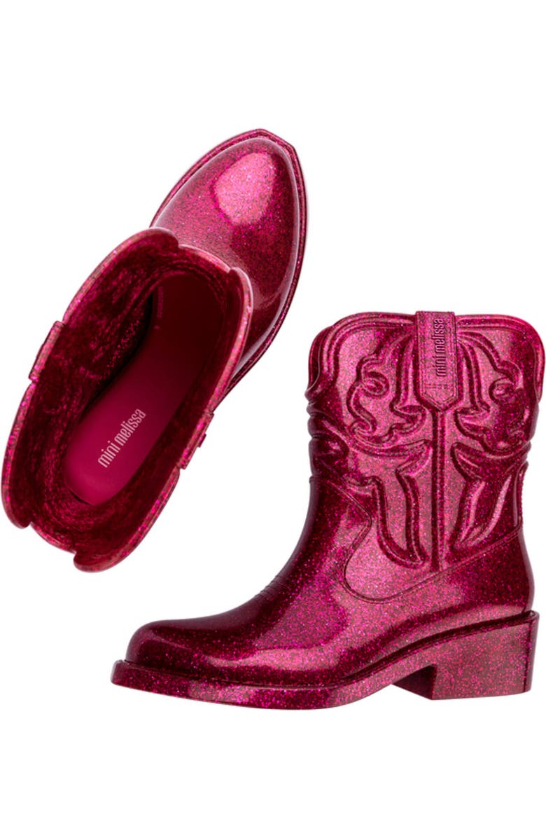 Mini Melissa Kids' Texas Western Boot, Alternate, color, Glitter Pink