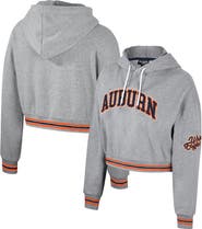 THE WILD COLLECTIVE Women's The Wild Collective Heather Gray Auburn Tigers Cropped Shimmer Pullover Hoodie