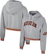 THE WILD COLLECTIVE Women's The Wild Collective Heather Gray Auburn Tigers Cropped Shimmer Pullover Hoodie