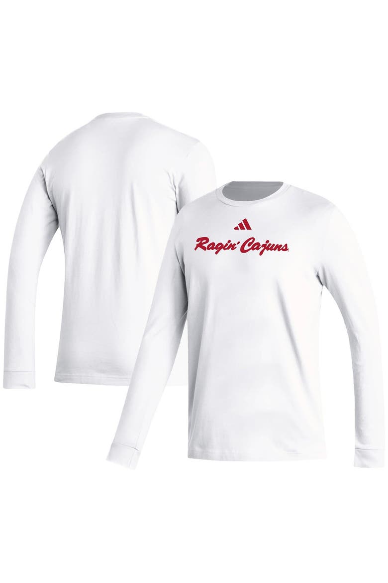Men's adidas  White Louisiana Ragin' Cajuns Vault Script Creator Long Sleeve T-Shirt, Main, color, White