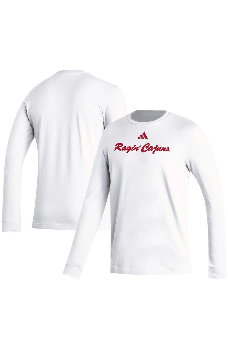 adidas Men's adidas White Louisiana Ragin' Cajuns Vault Script Creator Long Sleeve T-Shirt, Main, color, White