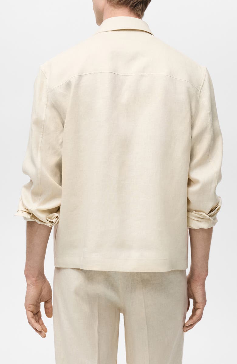 MANGO Linen Jacket with Zip Closure, Alternate, color, Ivory White