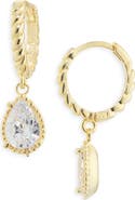 ARGENTO VIVO Tear Drop CZ Twist Huggie Earrings