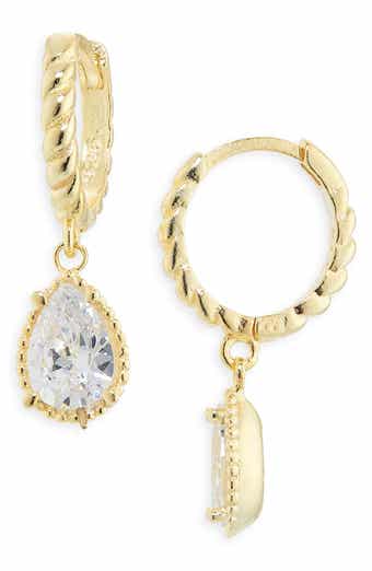 ARGENTO VIVO Tear Drop CZ Twist Huggie Earrings