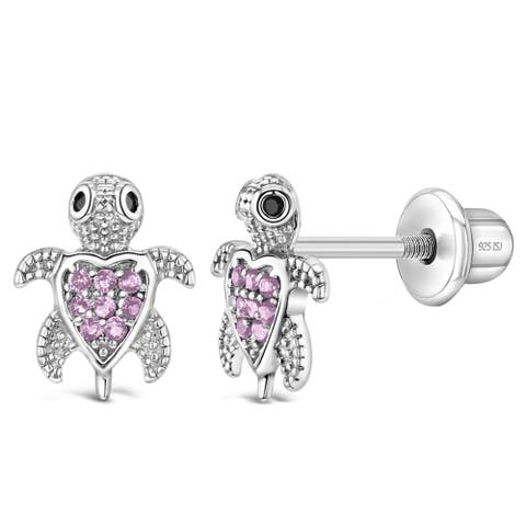 Cubic Zirconia Turtle Earrings