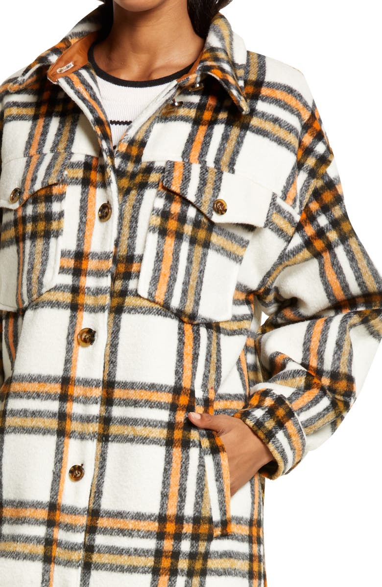 Treasure & Bond Plaid Long Shirt Jacket, Alternate, color, 