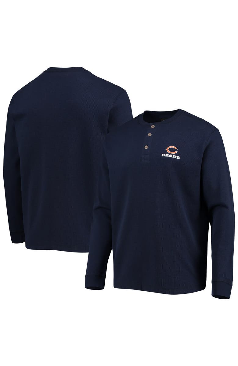 DUNBROOKE Men's Dunbrooke Navy Chicago Bears Logo Maverick Thermal Henley Long Sleeve T-Shirt, Alternate, color, Navy