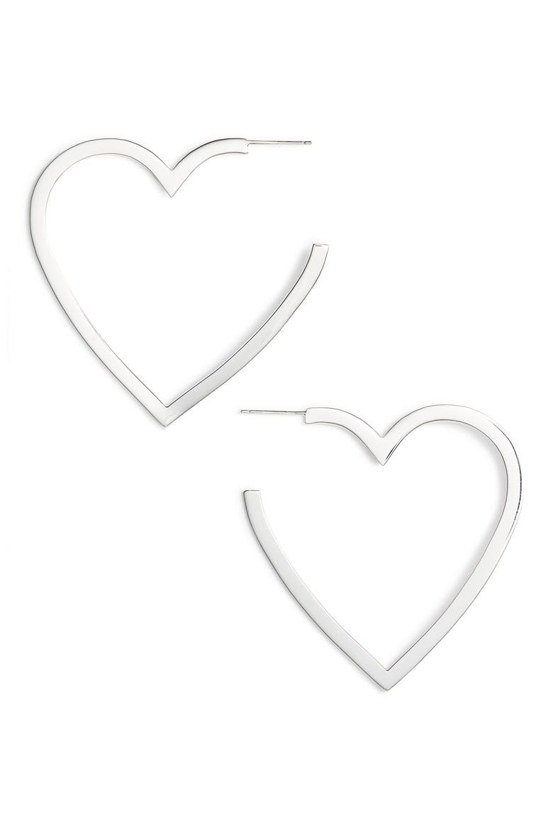 Larissa Medium Open Heart Earrings, Main, color, STERLING SILVER