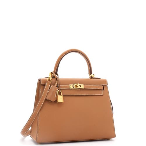 Pre-owned Hermes Hermes Kelly Handbag Brown Epsom With Gold Hardware 25 In Gold
