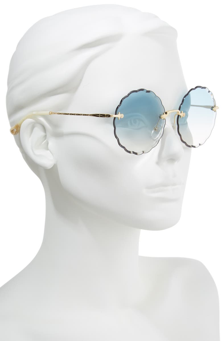 Chloé Rosie 60mm Scalloped Rimless Sunglasses, Alternate, color,