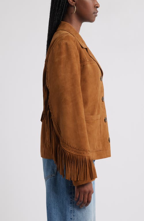 Treasure & Bond Fringe Suede Jacket In Brown