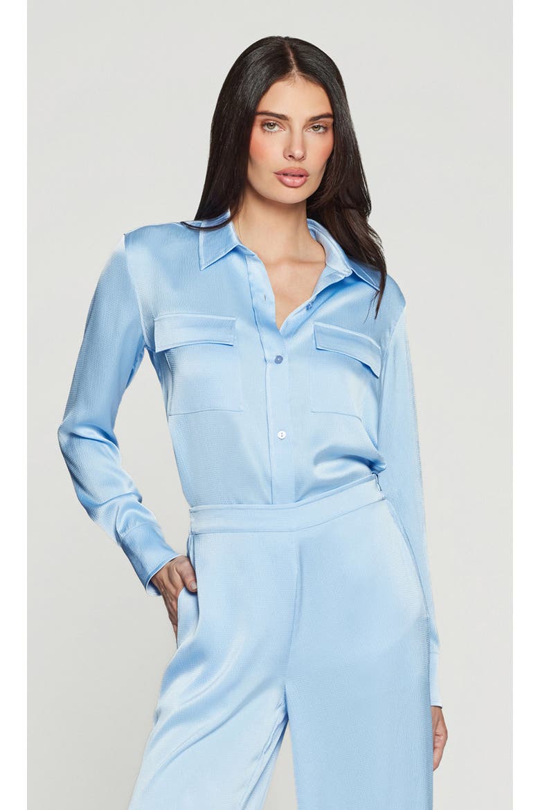 Lanier Hammered Satin Shirt, Main, color, Light Blue