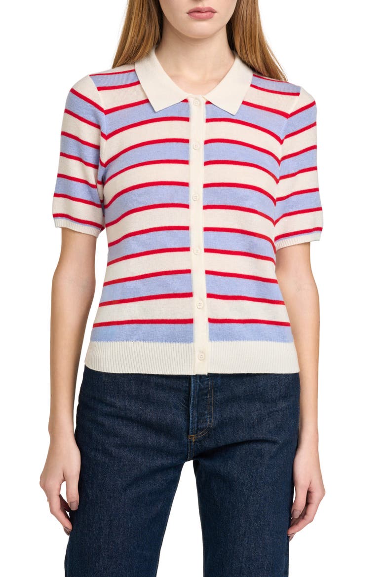 Wesley Collar Cardigan, Main, color, BLUE STRIPE