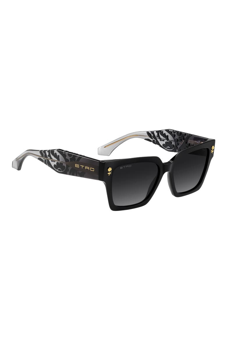 55mm Gradient Rectangular Sunglasses, Alternate, color, BLACK/ DARK GREY SF