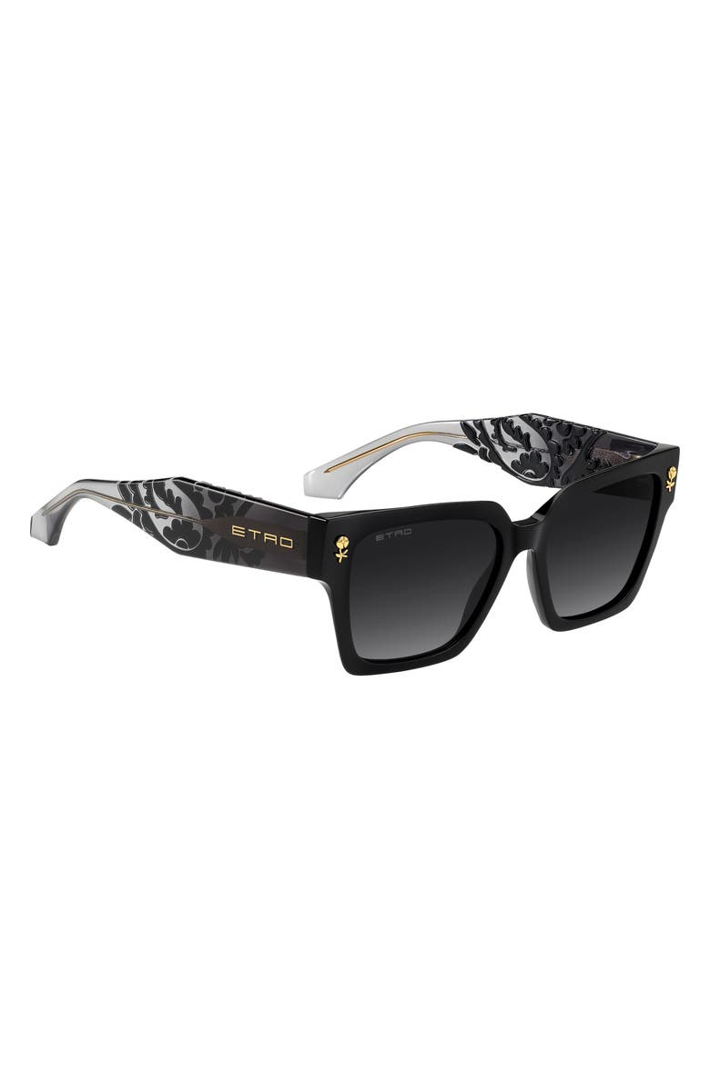 Etro 55mm Gradient Rectangular Sunglasses, Alternate, color, Black/ Dark Grey Sf