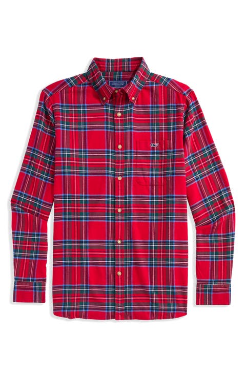 Winterberry Plaid Cotton Flannel Button-Down Shirt
